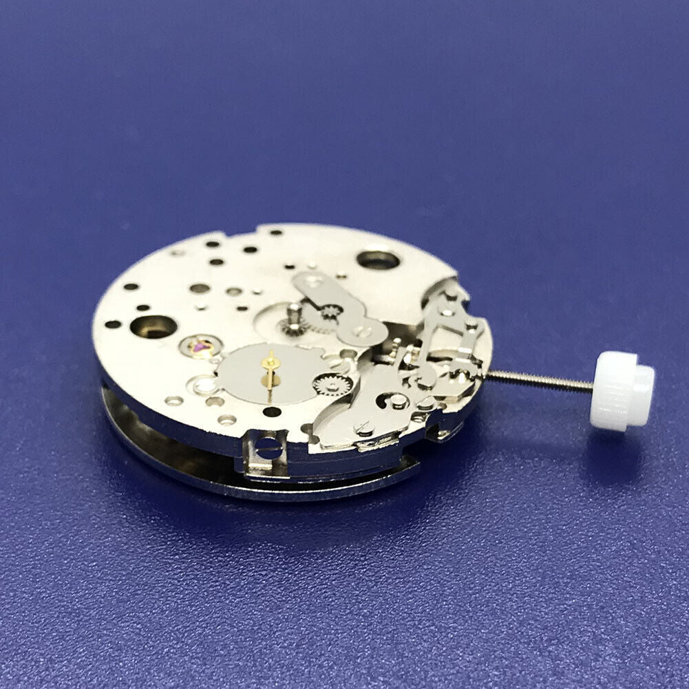 DG2813 automatic mechanical watch movement in silver finish, ideal for watch accessories and repairs.