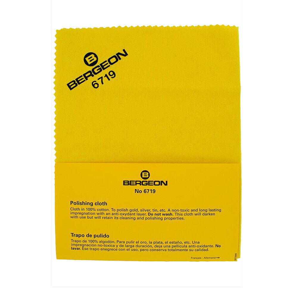 Bergeon 6719 pure cotton polishing cloth for gold and silver watch accessories cleaning.