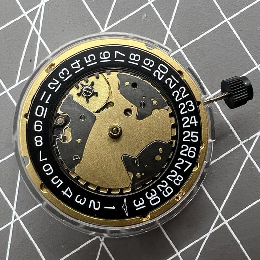 Longines E56.111 watch movement with quartz precision and single calendar, ETA calibre, authentic part.