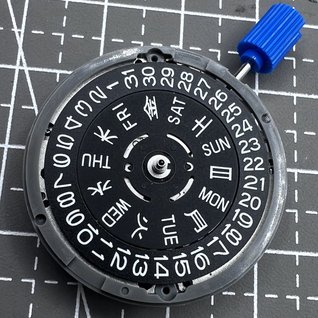 Seiko NH36A black watch movement with green lume, 3.8 crown position, automatic mechanical design for accessories.