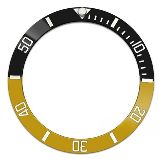 38mm Ceramic Slope watch bezel in black and yellow with white font, designed for SUB007.