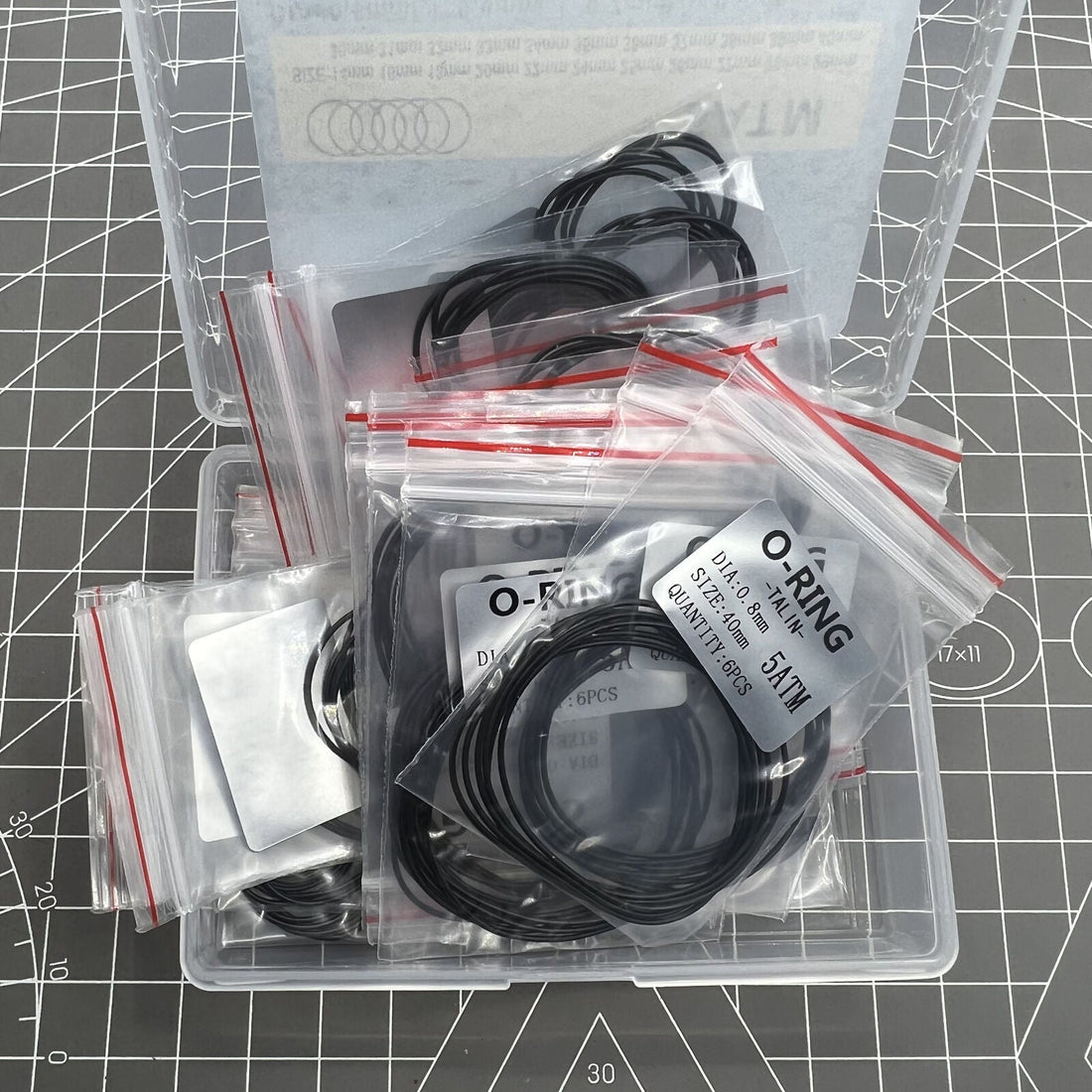 Assorted 132pcs silicone watch gasket O-rings 0.5-0.8mm for back case sealing, brand quality