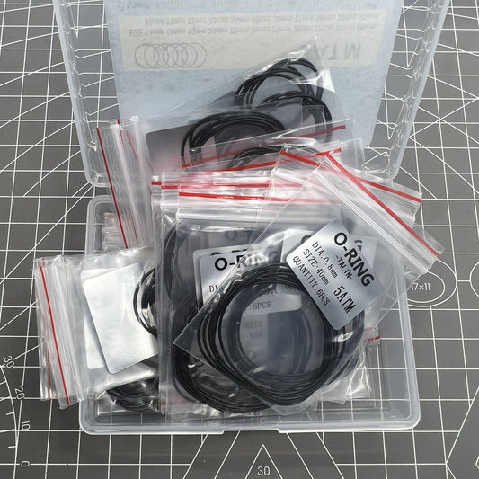 Assorted 132pcs silicone watch gasket O-rings 0.5-0.8mm for back case sealing, brand quality