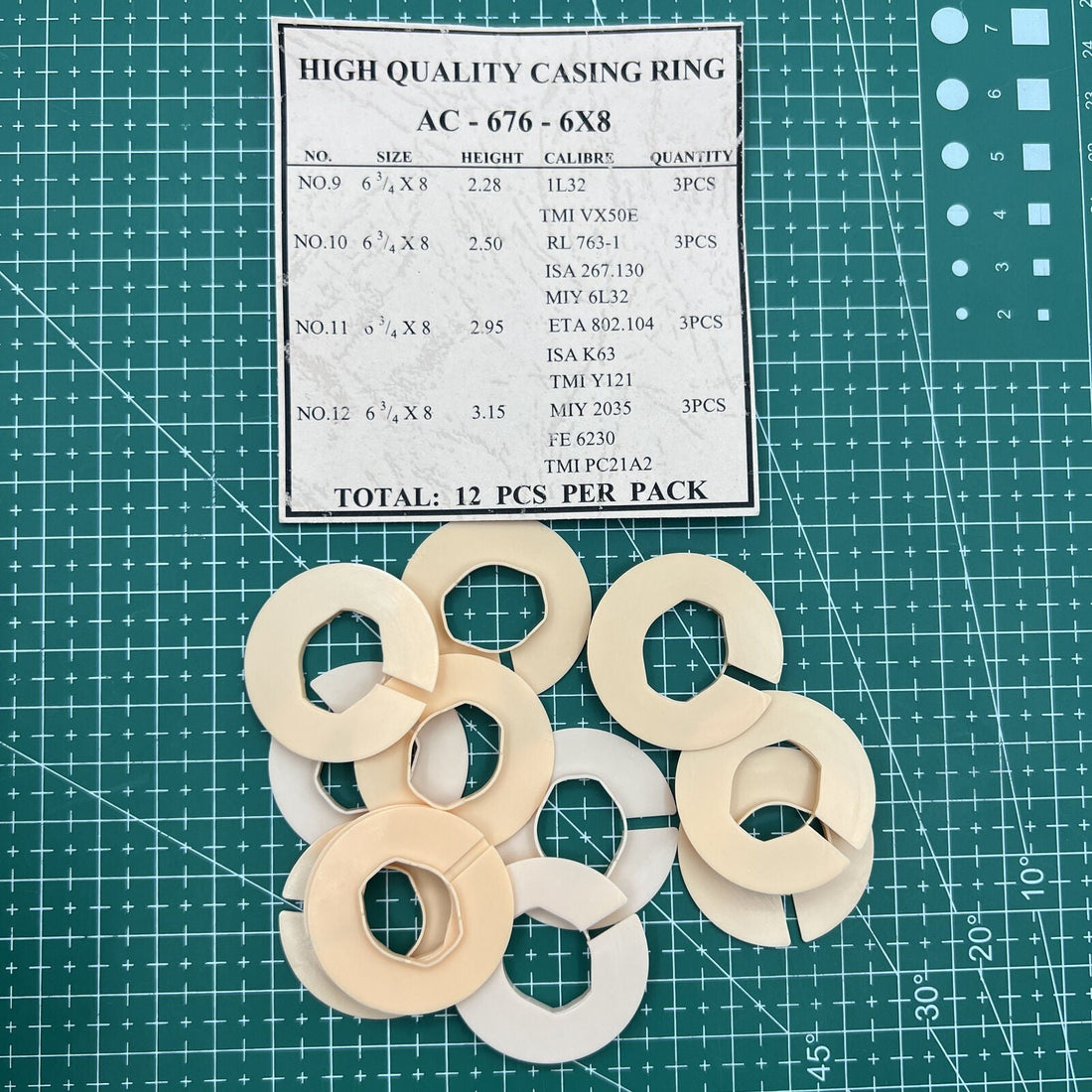 AC-676 12-piece 4-line watch movement case spacer rings for precise accessory fitting
