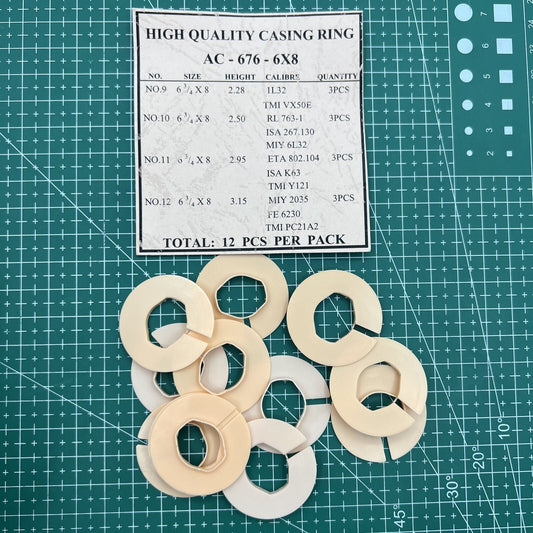 AC-676 12-piece 4-line watch movement case spacer rings for precise accessory fitting