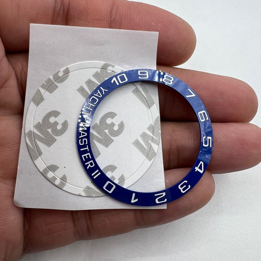 Ceramic 38mm blue bezel ring with white font for Yacht Master watch accessories.