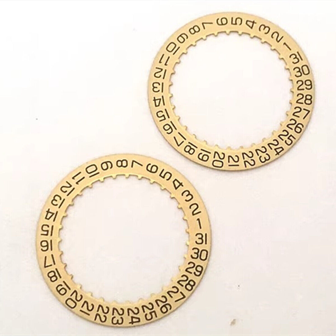 Golden date wheel disk for ETA 2824 watch movement, compatible with various timepieces, generic brand.
