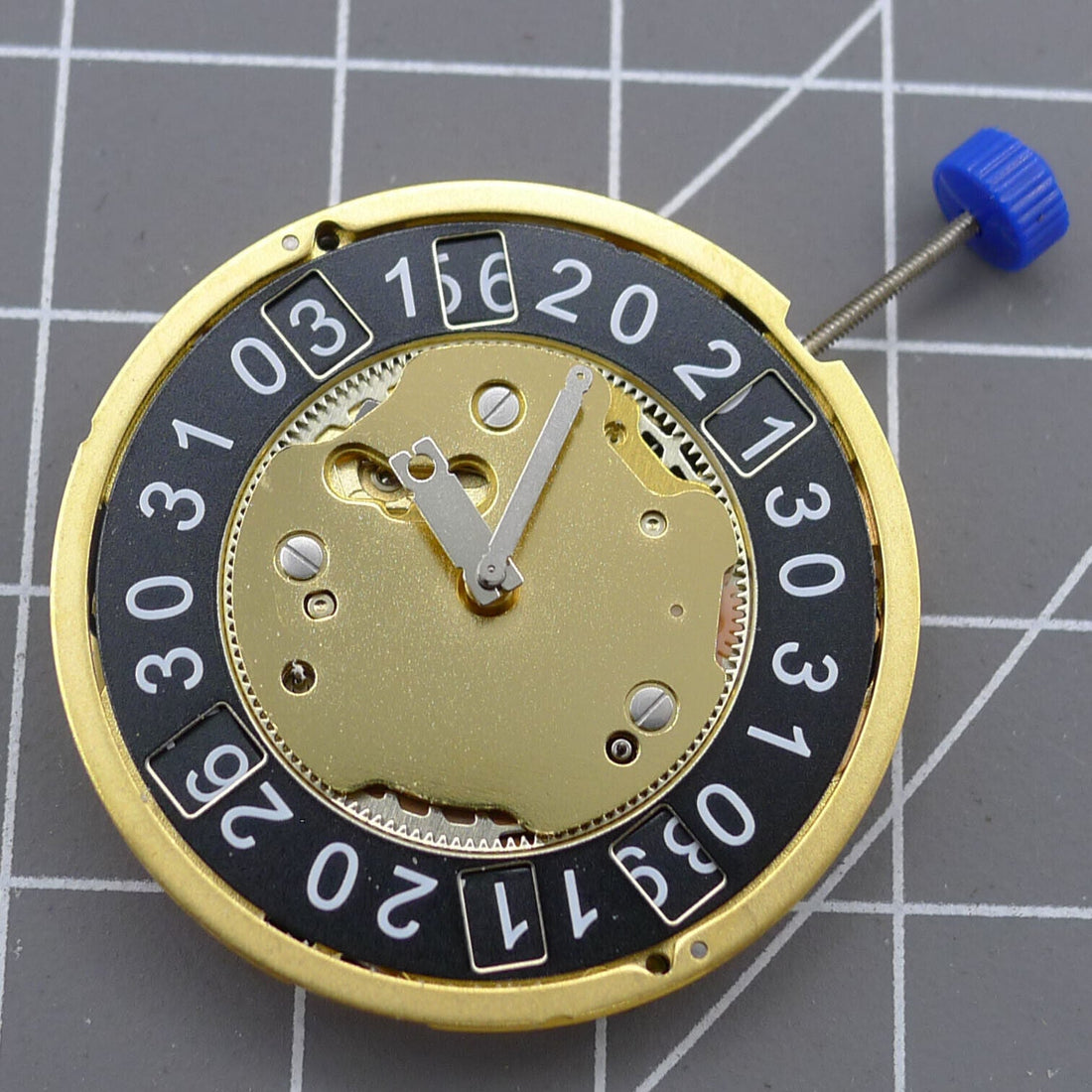 Ronda 5040B quartz watch movement with black and golden disk, precise and durable by Ronda.