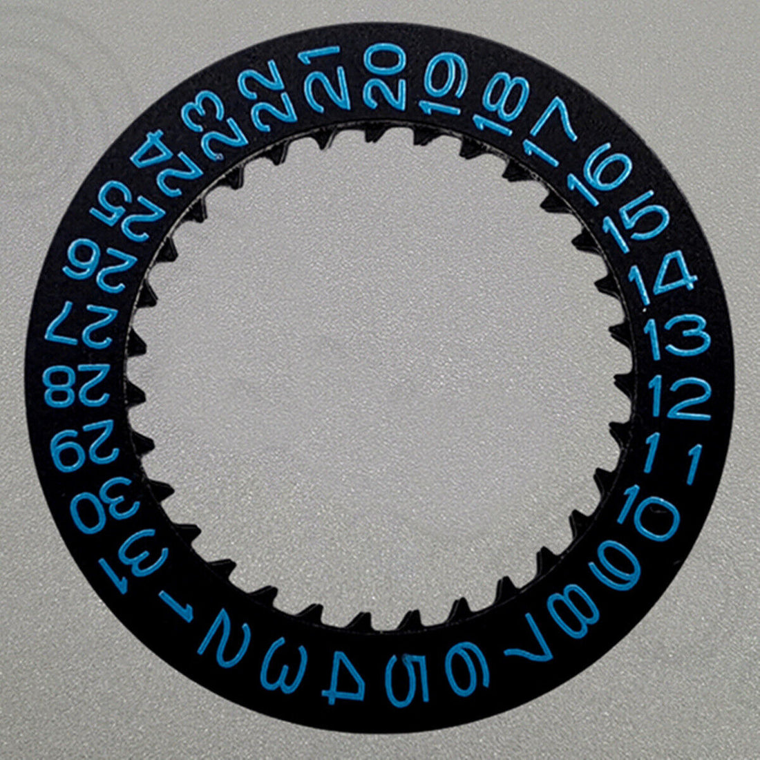 Blue font date disk wheel for NH36 NH35 watch movement, black background, D3 crown position by D3.