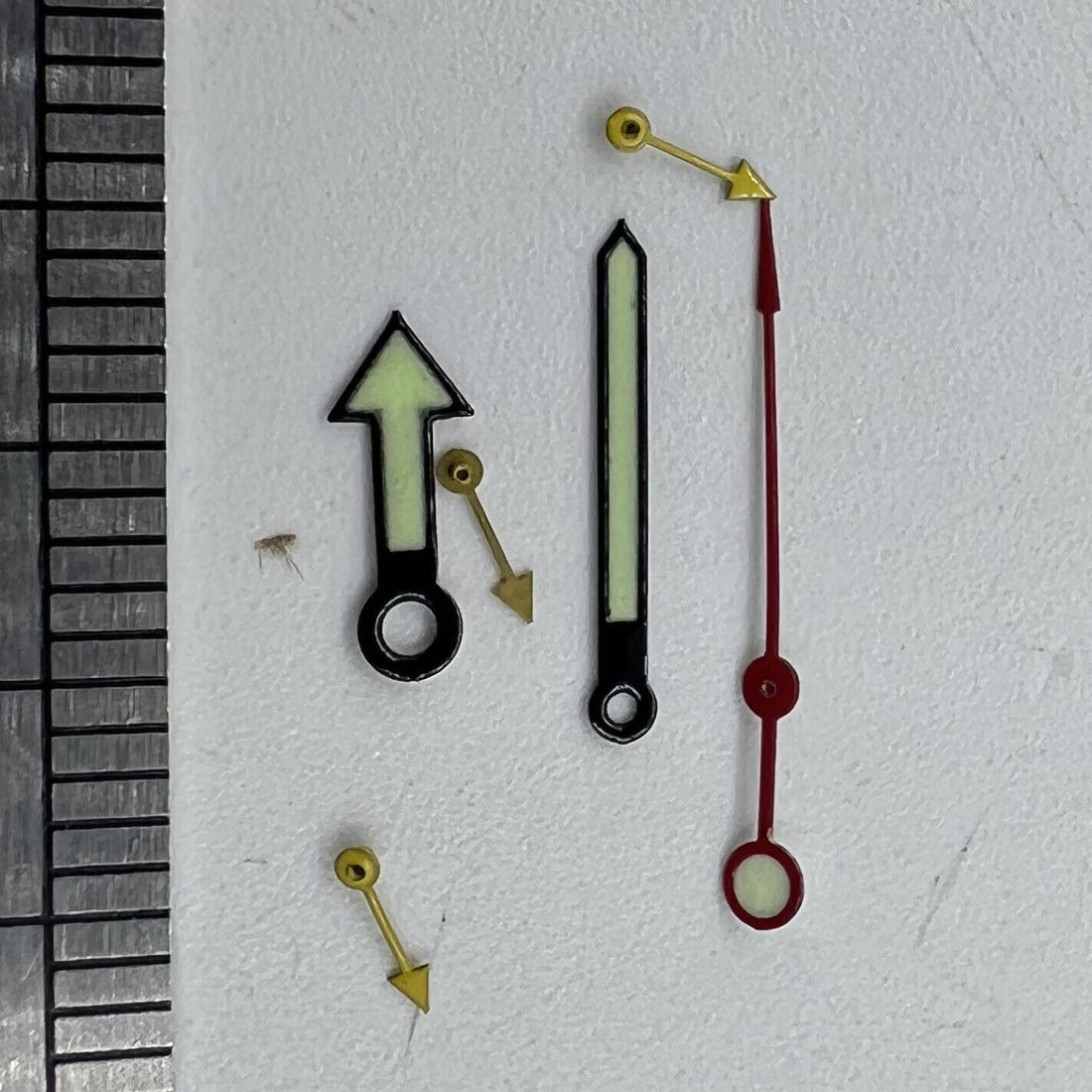 Yellow 11mm small second hand for Miyota OS10 OS20 OS60 OS80 watches, precise timing detail.