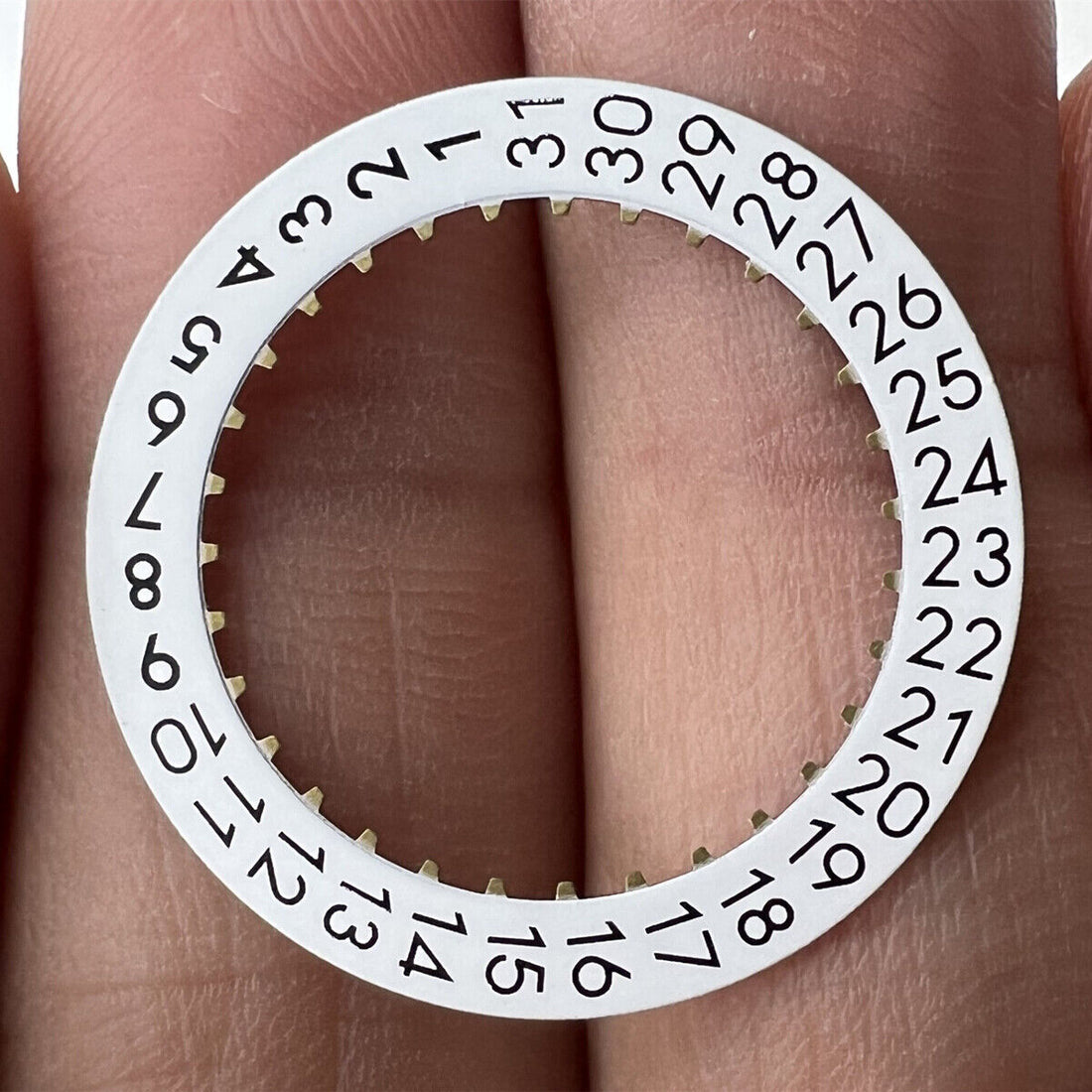 OM Font Date Disk with clear numerals for ETA 2824 watch movement, date display at 3 o?clock.