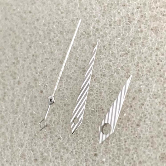 No Lume Twill silver watch hands set for NH35 NH34 NH36 NH70 movements, 3-piece design