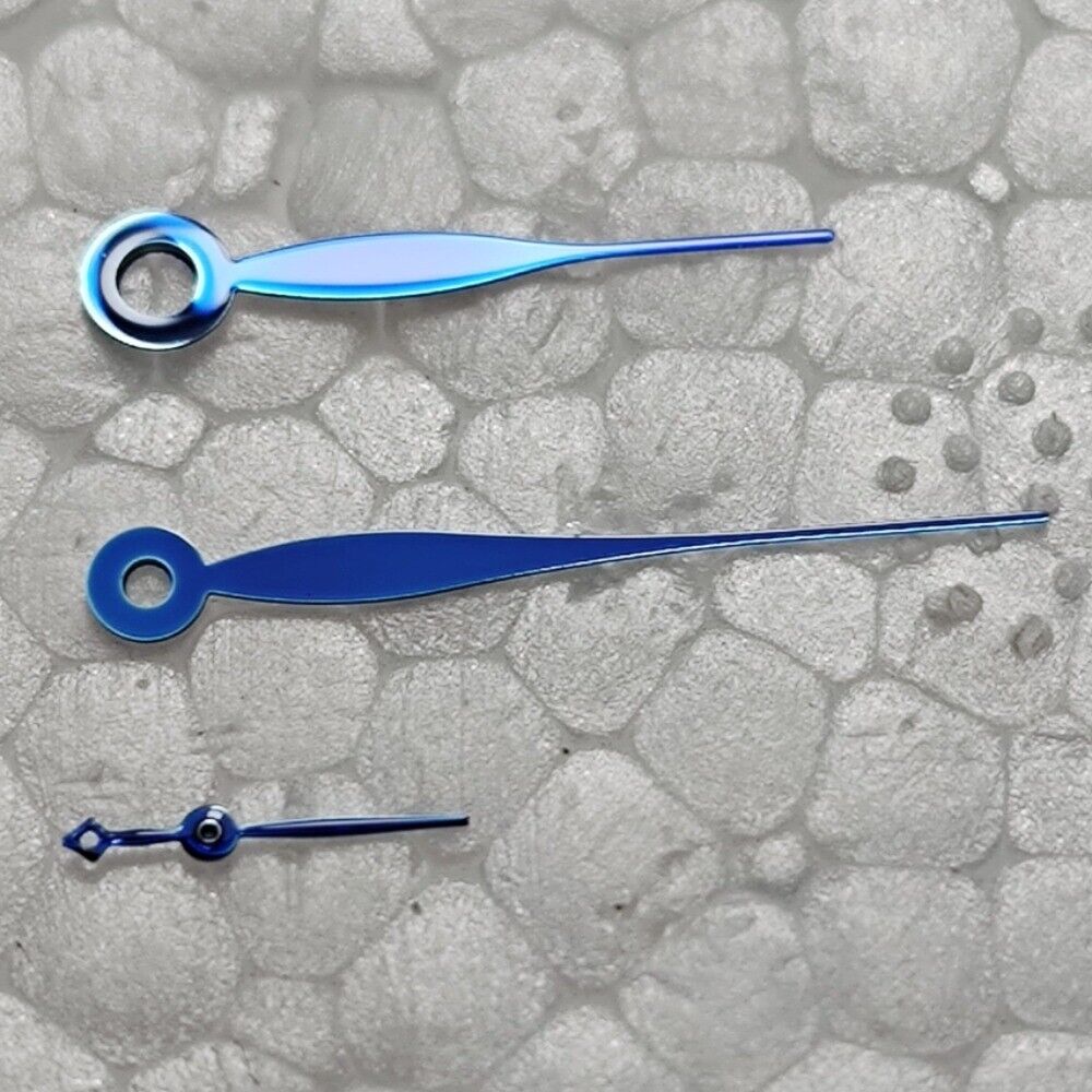 Polished blue watch hands set, 12x16x4.5mm, compatible with Shanghai JHB03 movement, 2-piece
