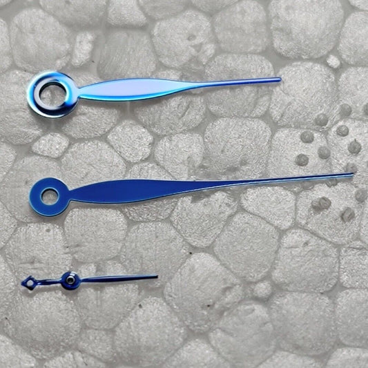 Polished blue watch hands set, 12x16x4.5mm, compatible with Shanghai JHB03 movement, 2-piece