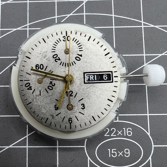 Shanghai automatic mechanical watch with black dial, small seconds at 9 o'clock, weekday and date display