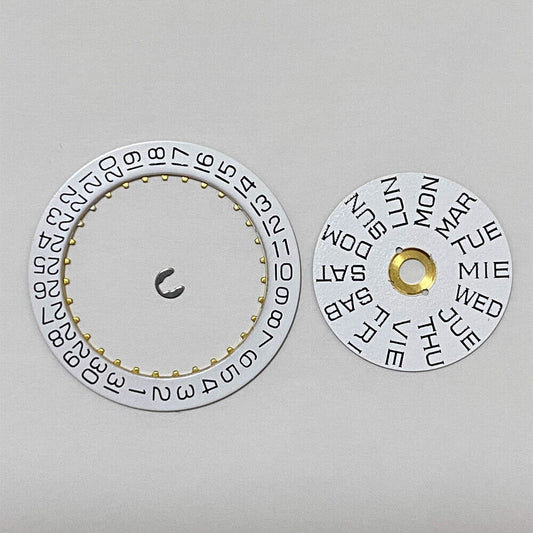 Date week disk and automatic wheel insert for ETA 2846 2836 watch movement.
