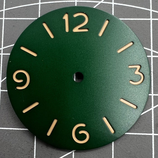 Green luminous watch dial for ST3600 ETA6497/6498 movement, designed for precision timepieces.