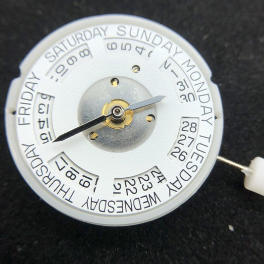 China Made 2834-2 mechanical movement watch with double calendar, date at 3, day at 12, durable and precise.