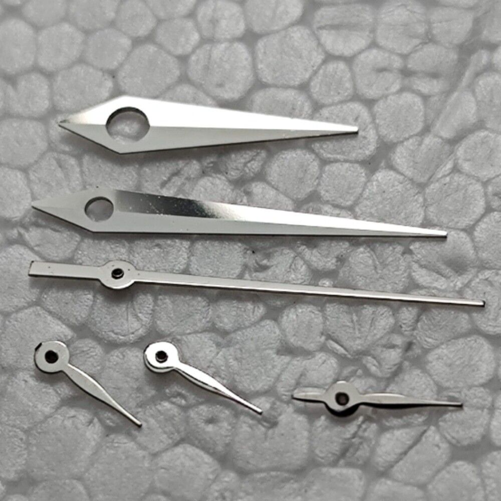 Silver arrow-shaped watch hands set for Seagull ST16 8200 2813, precise 14x14x10x4mm design