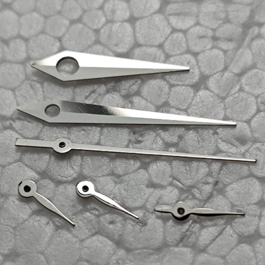 Silver arrow-shaped watch hands set for Seagull ST16 8200 2813, precise 14x14x10x4mm design