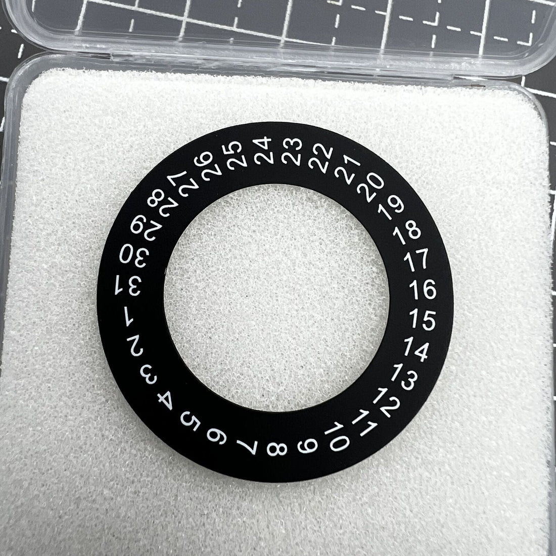 28.5mm AP front date disk in black for 2813 movement, enhancing watch date function.
