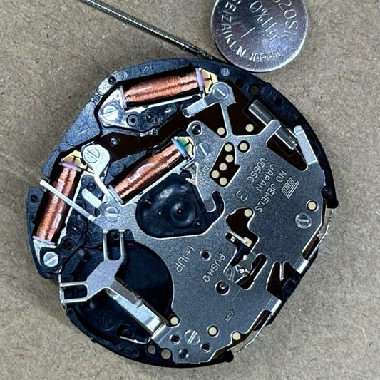 Japan Made VD55C multifunctional quartz watch movement by Seiko, no calendar, precision component