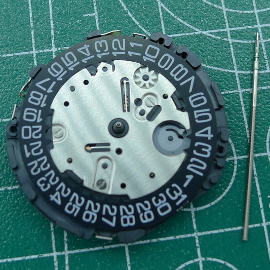 Wholesale Japan Made VR32B quartz watch movement with black disk, multifunctional features, ideal for precise timekeeping.