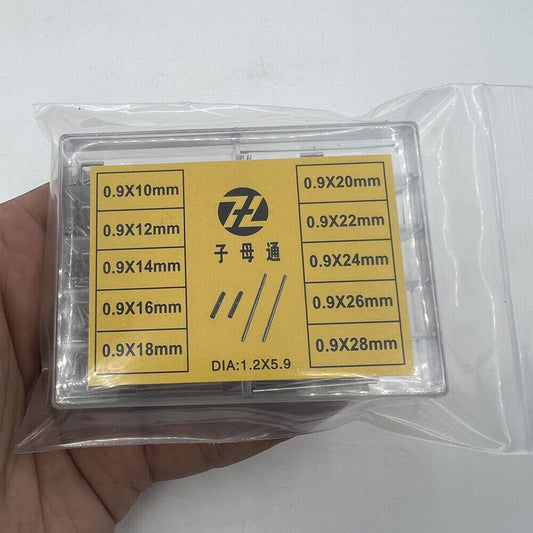 Set of stainless steel watch strap pins with tubes for secure bracelet adjustment