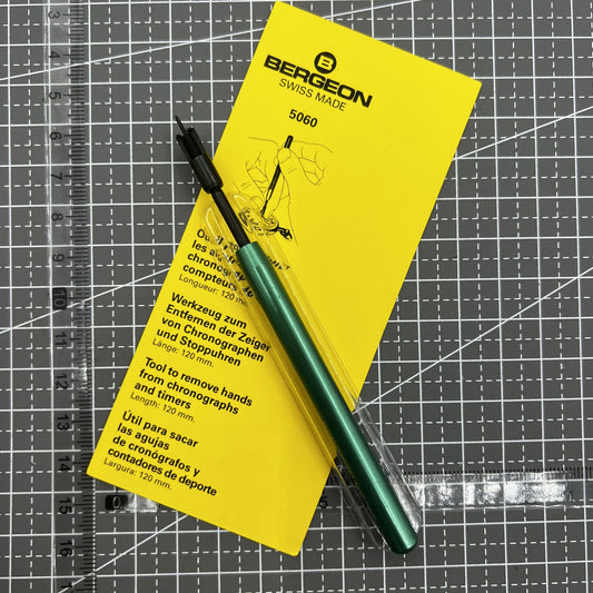 Swiss Bergeon 5060 hand remover tool for precise chronograph and timer maintenance.