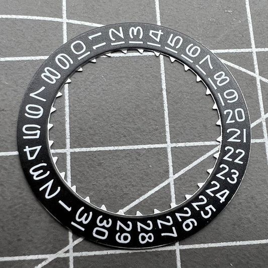 Black date disk wheel for Miyota 9015 movement, date display at 3 o'clock, watch accessory.
