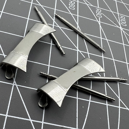 Stainless Steel Curved End Links with Spring Bars for Watch Bands