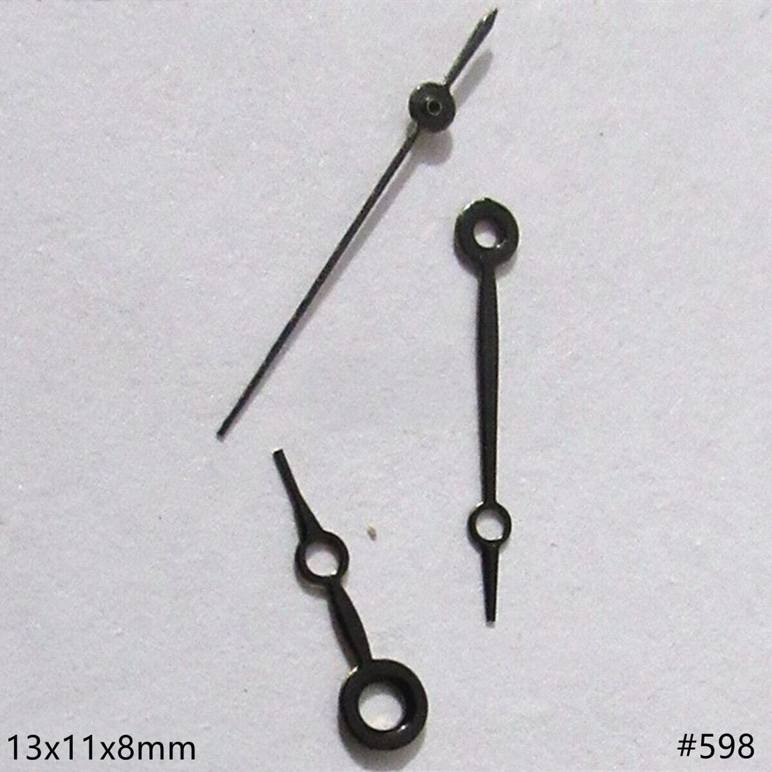 Black painted 13mm hollow watch hands set compatible with Miyota 2035, 2115, 2105, 2305 movements.