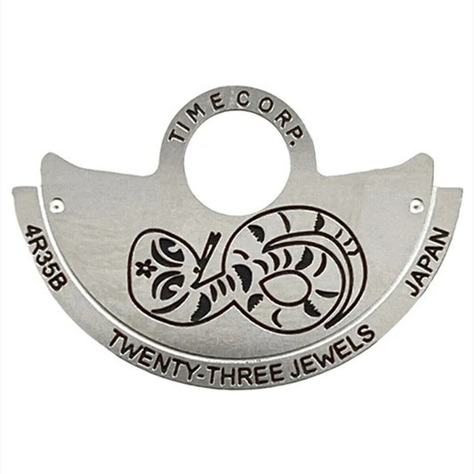 Snake-themed silver rotor overlay for NH35/NH36 4R35 movement by China Zodiac, elegant watch accessory.