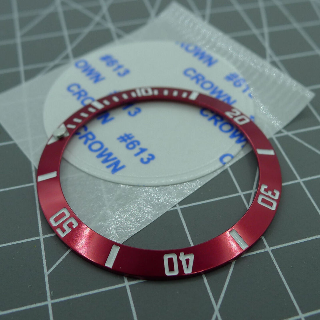 38mm Ceramic Slope Red Ring Silver Font Green Luminous Watch Bezel