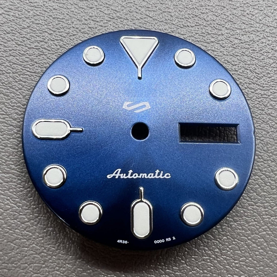 Green lume Datejust dial with blue silver bezel, compatible with NH35 NH36 movements, luxury watch accessory.