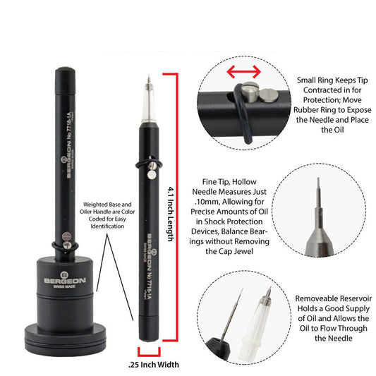 Bergeon 7718-1A No. 1A automatic watch oiler tool for precise watch repair and maintenance.