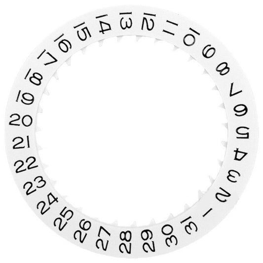 White special font date disk wheel for Miyota 8215 watch movement, precise date display component.