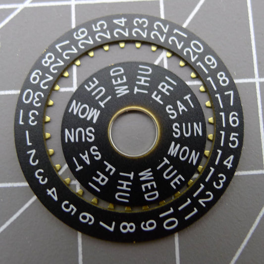 Pilot black date and week disk wheels for ETA 7750 movement, compatible with China-made watch accessories.