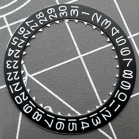 Black date disk wheel with date at 3 o'clock for Miyota 9015 movement, Japan-made precision component.