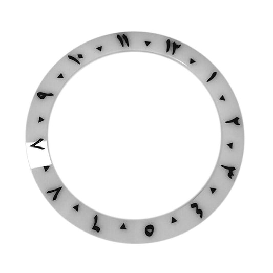 38mm white ceramic bezel with Arabic numerals 1-12, inclined design for 40mm SUB watch.