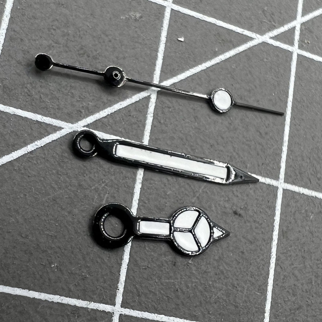 12mm black lume watch hands with trim, compatible with Seagull ST6 automatic mechanical movement.