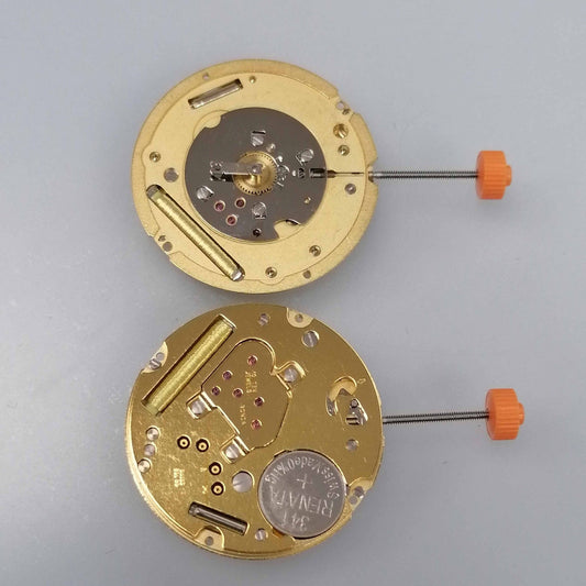 Ronda 1004 Swiss quartz watch movement with small second hand, ideal for precise timekeeping.