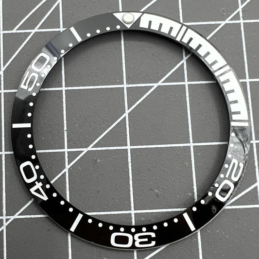 Black 38mm ceramic polished waterproof watch bezel by Quarter Scale for men's watches.