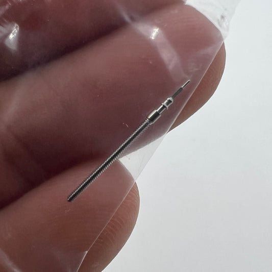 Replacement winding stem for Miyota 6M50 quartz watch movement, precise fit for repairs.
