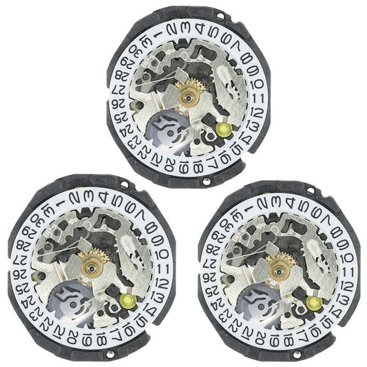 1. Hattori Epson AL82 quartz watch movement showing date at 3 o'clock, Japan precision.  