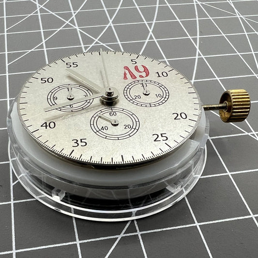 ETA brand #7750 automatic chronograph movement with ETA 7753 configuration, showing subdials at 3, 6, and 9 o?clock positions.