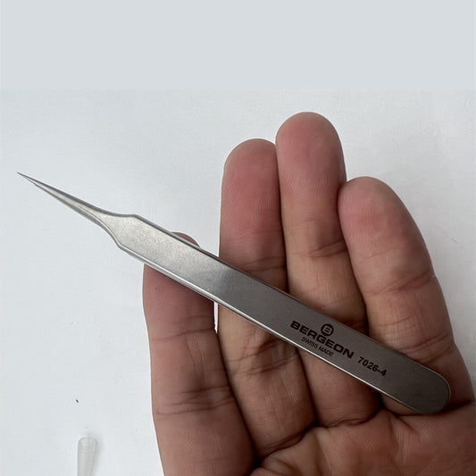 Bergeon 7026-4 stainless steel tweezers with anti-magnetic feature for precise watch repair tasks