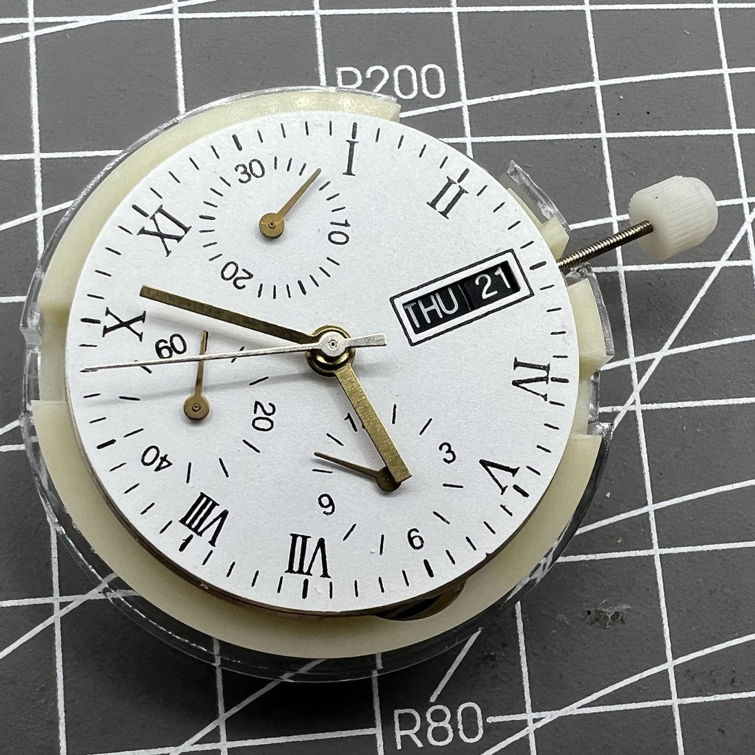 SHANGHAI 7750 watch accessory with black dial, day date display, and small seconds at 9 o?clock for mechanical movements.