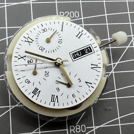 SHANGHAI 7750 watch accessory with black dial, day date display, and small seconds at 9 o?clock for mechanical movements.