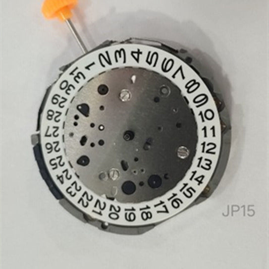 Miyota JP15 quartz movement watch with date display at 3 o'clock, precision timekeeping by Citizen.